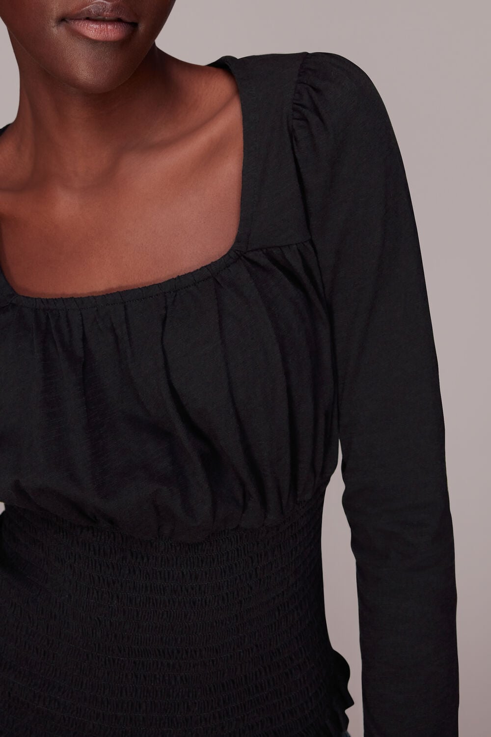 Square Neck Shirred Top